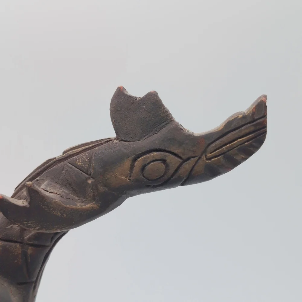 Thailand Carved Dragon/ Phoenix Flying Dewi Sculpture - Picture 4 of 6